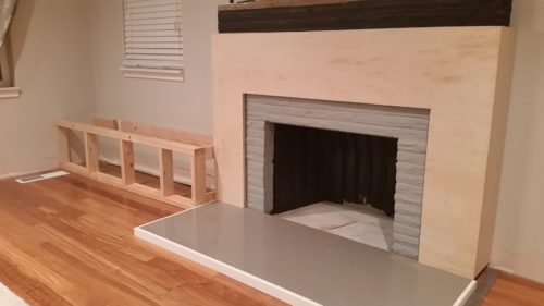 Fireplace makeover with build ins