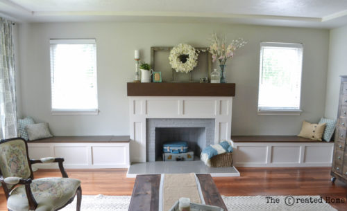 Fireplace Makeover with Built in Window Seats - The