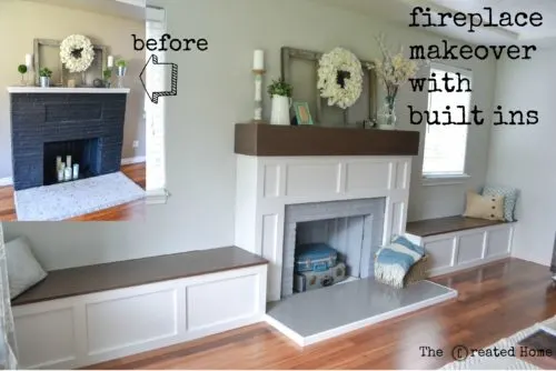 Fireplace makeover with build ins