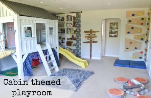 Cabin nature themed playroom