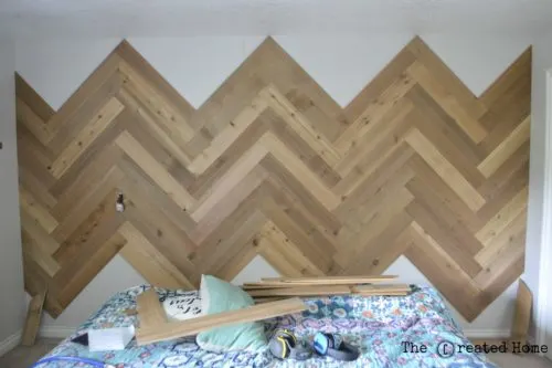 How to diy a herringbone accent wall tutorial