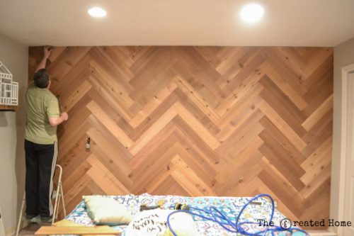 How To Diy A Herringbone Accent Wall The Created Home - Wood Accent Wall Chevron Pattern