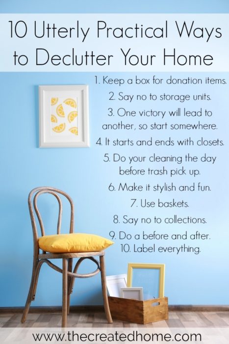 decluttering graphic organization guide the created home