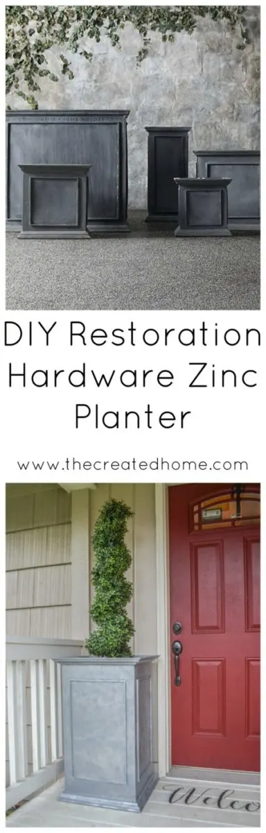 restoration hardware knock off zinc planter faux diy 