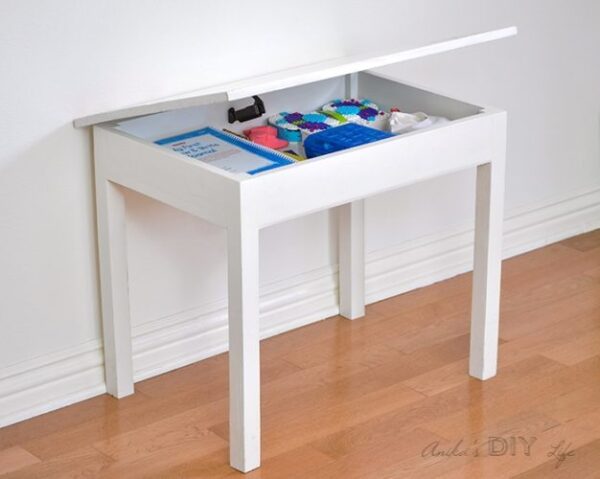 50 DIY Projects To Build For Kids Part 2 The Created Home   DIY Kids Table With Storage Orig 2700 E1506718919820 600x479 