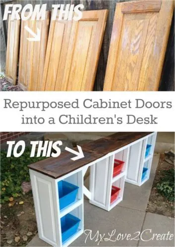 Repurposed Cabinet Doors into a Children's Desk