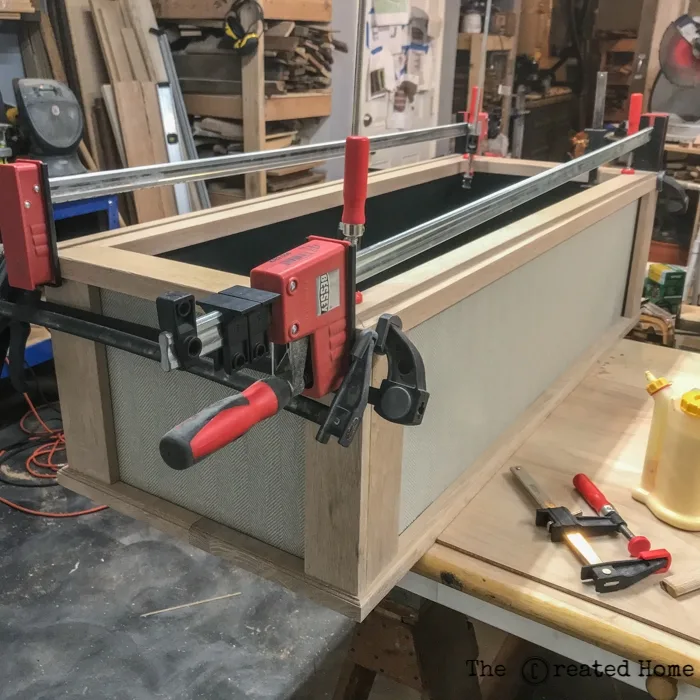 DIY Bedroom Storage Bench mitered top ledge