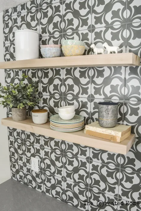 DIY Kitchen renovation remodel reveal floating shelves