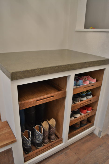 shoe cabinet concrete countertop